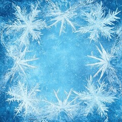 Poster - Delicate ice crystals form a beautiful pattern on a frozen surface during winter season. Generative AI
