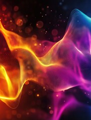 Leinwandbilder - Colorful abstract wave patterns create a mesmerizing visual experience in a dark background. Generative AI