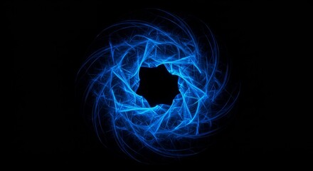 Wall Mural - abstract blue energy vortex - a swirling blue energy vortex on a black background. perfect for techn