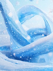 Fototapete - Frozen blue ice spirals create a mesmerizing winter landscape in a snowy environment. Generative AI