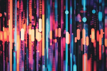 Leinwandbilder - Colorful abstract patterns depicting sound waves and digital signals in vibrant hues and gradients. Generative AI