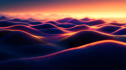 Wall Mural - abstract digital landscape with warm glow