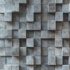 Poster - Elevated Concrete Cubes: A Geometric Pattern of Shadows and Textures on a Modern Wall Design
