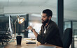 © N F/peopleimages.com - Computer, graphic design and watch with man in office for website coding or programming deadline. Business, checking time and late with annoyed programmer employee in creative workplace for overtime
