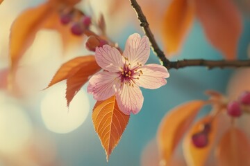 a detailed view of a flower blooming on a tree branch, perfect for use in botanical or nature-themed