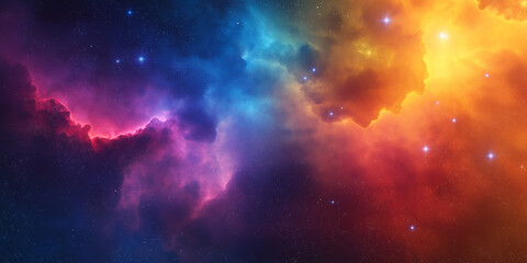Wall Mural - A vibrant nebula swirls with cosmic colors, creating a mesmerizing and abstract celestial scene