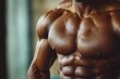 © Michael - Muscular bodybuilder showing his perfect abs after a hard training session in the gym