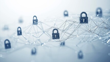 Fototapete - Connected digital locks in a futuristic cybersecurity network, highlighting encryption, privacy protection, and secure digital infrastructure, Generative AI