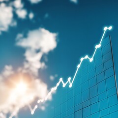Poster - Ascending Trend: A Visual Depiction of Growth and Success Against a Backdrop of Bright Skies and Optimistic Prospects.