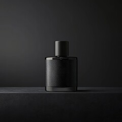 Aufkleber - Elegant Black: A Close-Up of a Luxurious Perfume Bottle Against a Minimalist Dark Background.