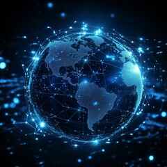 Aufkleber - Global Network Connectivity: A Digital Representation of Earth Encapsulated by Interconnected Data Streams