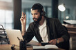 © N F/peopleimages.com - Creative, man and thinking with laptop, idea and video editor with night and headphones for project. Content creation, deadline and person with notebook, post production or design process with music