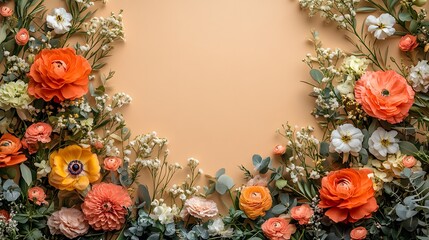 sophisticated exquisite art deco gold wedding border mockup with beautiful floral accents on a warm 