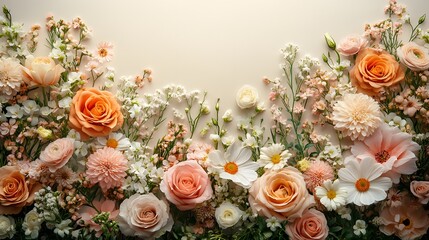 sophisticated exquisite art deco gold wedding border mockup with beautiful floral accents on a warm 