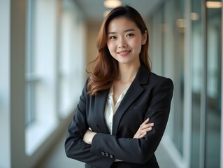 Wall Mural - Confident young professional woman in a business suit