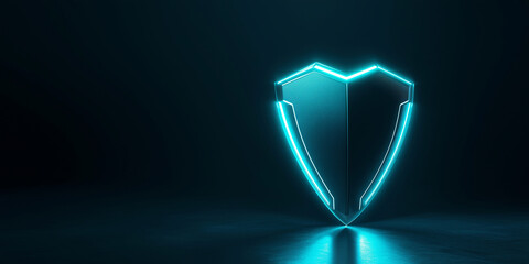 Aufkleber - futuristic shield with glowing blue outline on dark background