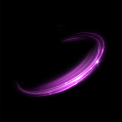 Aufkleber - Purple light wave, glowing swirl with magic sparks and particles, vector graphic design element. Glowing dynamic line