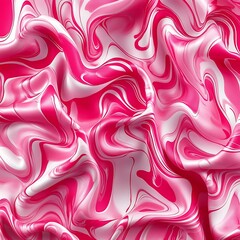 Wall Mural - abstract hot pink and white swirls of satin fabric with flowing texture and soft waves pattern
