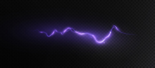 Fototapete - Realistic lightning effect, thunderstorm, stormy weather, electric discharge. Vector illustration