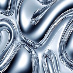 Wall Mural - fluid metallic shapes and forms intricate silver chrome design abstract art expression aesthetic sty