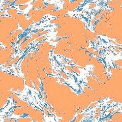 Wall Mural - mesmerizing abstract pattern with swirling marble effects in orange white and blue shades design