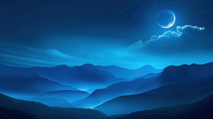 Wall Mural - Moonset created with Generative AI Technology, ai, generative