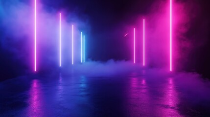 Wall Mural - Neon Light Stage created with Generative AI Technology, ai, generative