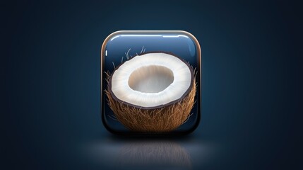 Glossy app icon featuring a halved coconut.