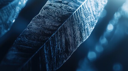 Poster - Close-up of frost-covered leaves with bokeh background.