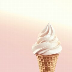 Aufkleber - Delicious soft serve ice cream cone on a pink background perfect for a sweet treat any time of year. Generative AI