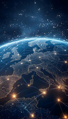 Wall Mural - european telecommunication and data transfer networks with global connectivity -