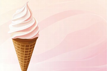 Aufkleber - Soft serve ice cream cone with smooth swirls against a pastel background. Generative AI