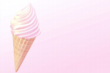 Aufkleber - Creamy soft serve ice cream cone against a pastel pink background. Generative AI