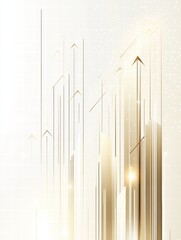 Fototapete - Abstract golden geometric design featuring upward arrows on a soft white background in a modern style. Generative AI