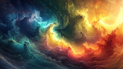 Wall Mural - cosmic swirls of color dance in the night sky abstract art digital creation galactic environment viv