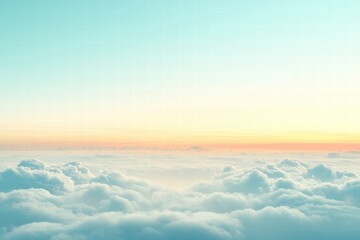 Poster - Beautiful sunset over soft clouds in a serene sky at twilight with pastel colors blending gently. Generative AI