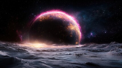 Wall Mural - alien planet sunrise landscape (1)