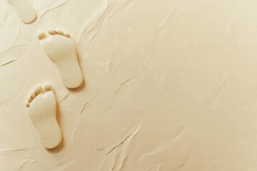 Aufkleber - Footprints in sand along a tranquil beach during a golden sunset glow. Generative AI