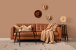 © Pixel-Shot - Cozy sofa and coffee table in interior of living room
