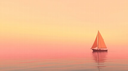 Poster - Calm waters and a sailboat during sunset at a serene coastal location. Generative AI