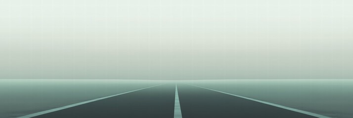 Aufkleber - Foggy road stretches into the distance under a misty sky during early morning hours. Generative AI