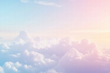 Aufkleber - Soft pastel clouds at dawn create a serene and tranquil sky over the horizon. Generative AI