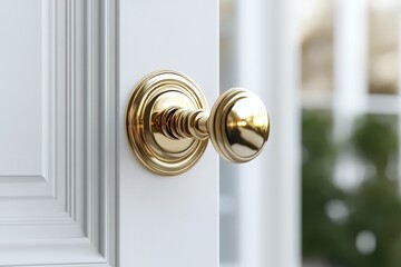 Sticker - Elegant Gold Door Knob on White Door