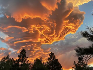 Wall Mural - a beautiful sunset with swirling clouds. ai.