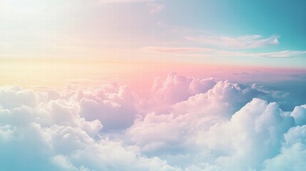 Aufkleber - Vibrant clouds illuminated by soft sunlight create a serene atmosphere at dawn. Generative AI