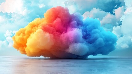 Poster - Colorful cloud floats on a light sky over a floor