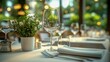 © Chananphat - Elegant Dining Table Decoration at a Luxury Eatery with Glasses