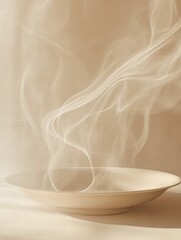 Poster - Steam rises gently from a bowl set against a soft background creating a warm ambiance in a cozy kitchen setting. Generative AI