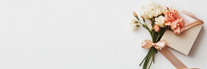 Aufkleber - Beautiful arrangement of spring flowers with natural colors and elegant wrapping for a special occasion. Generative AI