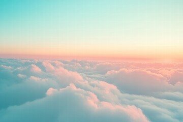 Poster - Beautiful pastel clouds at sunset over a serene horizon in a clear sky. Generative AI